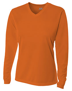 A4 NW3255 Ladies' Birds-Eye Mesh Long Sleeve V-Neck T-Shirt at Bigntall Apparel