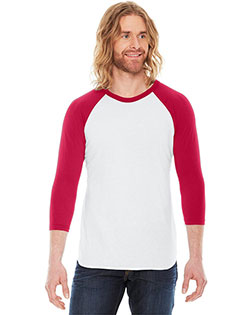 American Apparel BB453US USA-Made Unisex 50/50 Poly/Cotton Raglan Three-Quarter Sleeve Tee