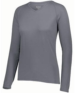 Augusta Sportswear 2797  Women's Attain Wicking Long Sleeve V-Neck T-Shirt at BignTallApparel