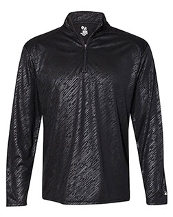 Badger 4134  Line Embossed Quarter-Zip Long Sleeve T-Shirt