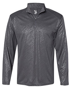 Badger 4134  Line Embossed Quarter-Zip Long Sleeve T-Shirt