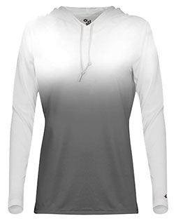 Badger 4208  Women's Ombre Long Sleeve Hooded T-Shirt