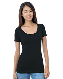 Bayside 3405 Women's USA-Made Scoop Neck Tee In Big & Tall Sizes