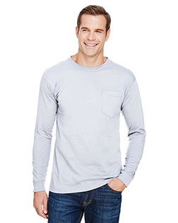Bayside BA3055 Men Unisex Union-Made Long-Sleeve Pocket Crew T-Shirt