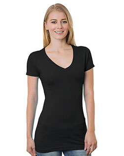 Bayside BA3407 Ladies' USA Made V-Neck T-Shirt In Big & Tall Sizes