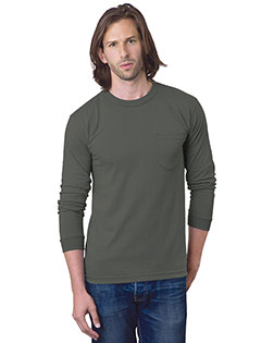 Bayside BA8100 Men Adult 6.1 oz., 100% Cotton Long Sleeve Pocket T-Shirt