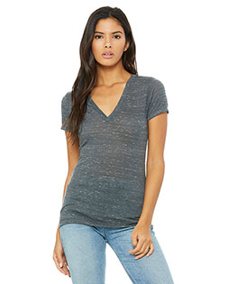 Bella + Canvas B6035 Women Bella B6035 Jersey Short-Sleeve Deep V-Neck T-Shirt