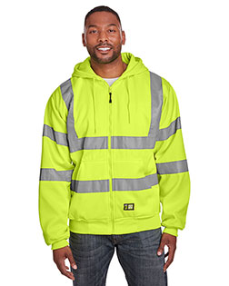 Berne HVF021T Men's Tall Hi-Vis Class 3 Lined Full-Zip Hooded Sweatshirt