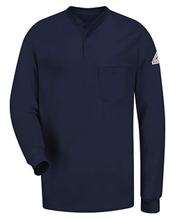 Bulwark SEL2L Long Sleeve Tagless Henley Shirt - Long Sizes In Big & Tall Sizes