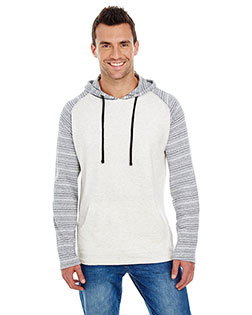 Burnside B8127 Adult Raglan Sleeve Striped Jersey Hooded T-Shirt at Bigntall Apparel