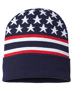 CAP AMERICA RK12 USA-Made Patriotic Cuffed Beanie at BigNTallApparel