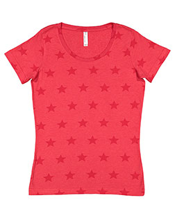 Code Five 3629  Women's Star Print Scoop Neck Tee at BignTallApparel