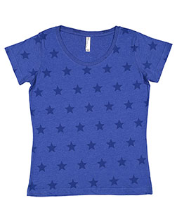 Code Five 3629 Women's Star Print Scoop Neck Tee at BigNTallApparel