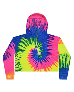 Colortone 8333 Women's Tie-Dyed Crop Hooded Sweatshirt at BigNTallApparel