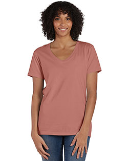 ComfortWash by Hanes GDH125 Garment-Dyed Women's V-Neck T-Shirt at BigNTallApparel