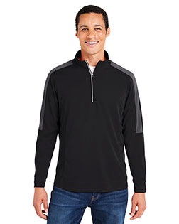 CORE365 CE404  Men's Market Snag Protect Mesh Colorblock Quarter-Zip at BigNTallApparel