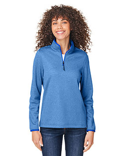 CORE365 CE73W  Ladies' Venture Heathered Stripe Quarter-Zip