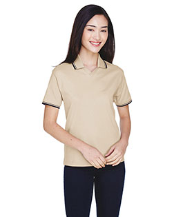 Devon & Jones D140W Women Tipped Perfect Pima Interlock Polo