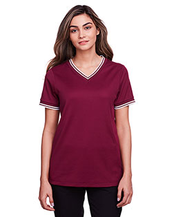 Devon & Jones DG20CW Ladies' CrownLux Performance™ Plaited Tipped V-Neck Polo