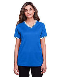 Devon & Jones DG20CW Ladies' CrownLux Performance™ Plaited Tipped V-Neck Polo