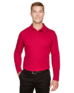 Devon & Jones DG20LT Men CrownLux Performance™ 's Tall Plaited Long Sleeve Polo at BigNTallApparel