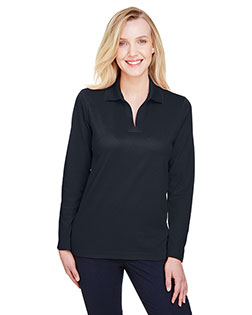 Devon & Jones DG20LW CrownLux Performance™ Ladies' Plaited Long Sleeve Polo at BignTallApparel