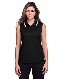 Devon & Jones DG20SW Ladies' CrownLux Performance™ Plaited Tipped Sleeveless Polo