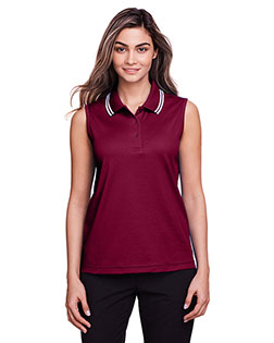 Devon & Jones DG20SW Ladies' CrownLux Performance™ Plaited Tipped Sleeveless Polo