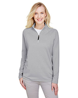 Devon & Jones DG480W Women CrownLux Performance™ Ladies' Clubhouse Micro-Stripe Quarter-Zip at BignTallApparel