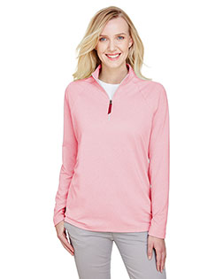 Devon & Jones DG480W Women CrownLux Performance™ Ladies' Clubhouse Micro-Stripe Quarter-Zip at BigNTallApparel