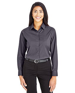 Devon & Jones DG535W Men CrownLux Performance™ Ladies' Tonal Mini Check Shirt at BignTallApparel