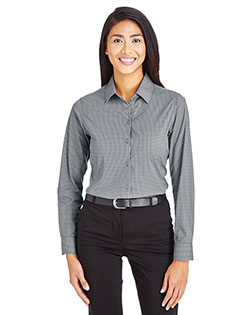 Devon & Jones DG535W Men CrownLux Performance™ Ladies' Tonal Mini Check Shirt at BigNTallApparel