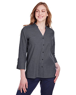 Devon & Jones DG562W  Ladies' Crown Collection® Stretch Pinpoint Chambray Three-Quarter Sleeve Blouse