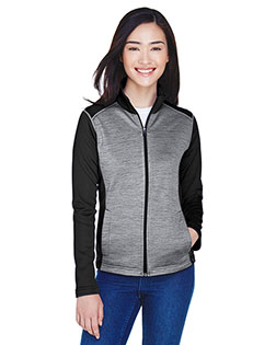 Devon & Jones DG796W Ladies' Newbury Colorblock Mélange Fleece Full-Zip at BignTallApparel