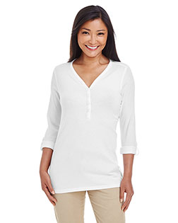 Devon & Jones DP186W Ladies' Perfect Fit™ Y-Placket Convertible Sleeve Knit Top