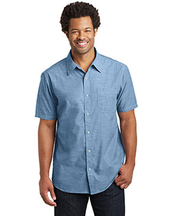  District Made Mens Short Sleeve Washed Woven Shirt. DM3810 at BignTallApparel