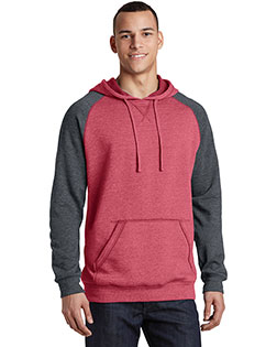 District Young Mens Lightweight Fleece Raglan Hoodie.  DT196