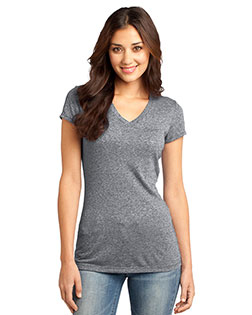 District Threads DT261 Women Microburn V-Neck Cap Sleeve Tee