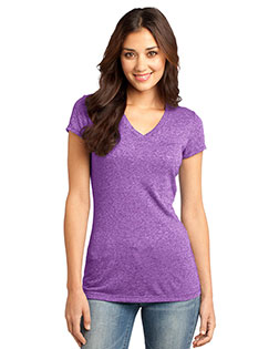 District Threads DT261 Women Microburn V-Neck Cap Sleeve Tee at BigNTallApparel