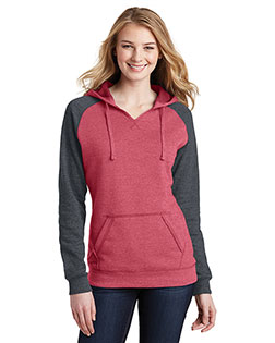 District Women's Lightweight Fleece Raglan Hoodie.  DT296