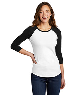  District Women's Fitted Very Important Tee 3/4-Sleeve Raglan. DT6211 at BigNTallApparel