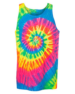 Dyenomite 420MS  Unisex Multi-Color Spiral Tie-Dyed Tank Top