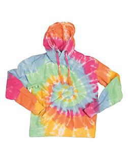 Dyenomite 854MS  Multi-Color Spiral Hooded Tie-Dyed Sweatshirt