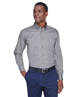 Harriton M500 Men Long Sleeve Twill Shirt With Stain-Release at bigntallapparel