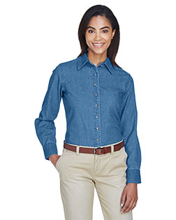 Harriton M550W Women 6.5 Oz. Long-Sleeve Denim Shirt at BigNTallApparel