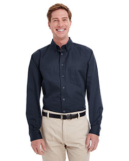 Harriton M581T  Men's  Tall Foundation 100% Cotton Long-Sleeve Twill Shirt with Teflon™ at BignTallApparel