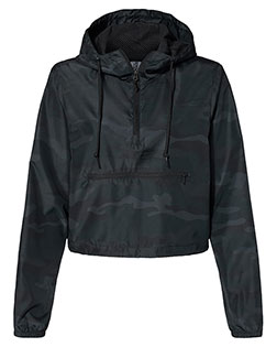 Independent Trading Co. EXP64CRP Women's Lightweight Quarter-Zip Pullover Crop Windbreaker at BigNTallApparel