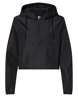 Independent Trading Co. EXP64CRP  Women's Lightweight Quarter-Zip Pullover Crop Windbreaker