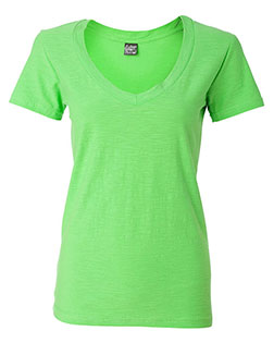 J America 8169 Women's V-Neck Slub T-Shirt