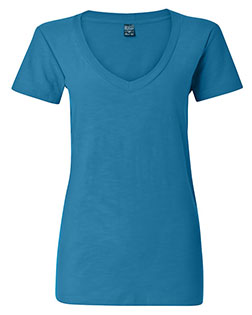 J America 8169  Women's V-Neck Slub T-Shirt